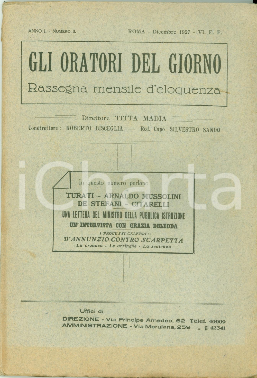 Libro, pubblicazione d epoca 1927 ORATORI DEL GIORNO Gabriele D ANNUNZIO vs Eduardo SCARPETTA per parodia 1