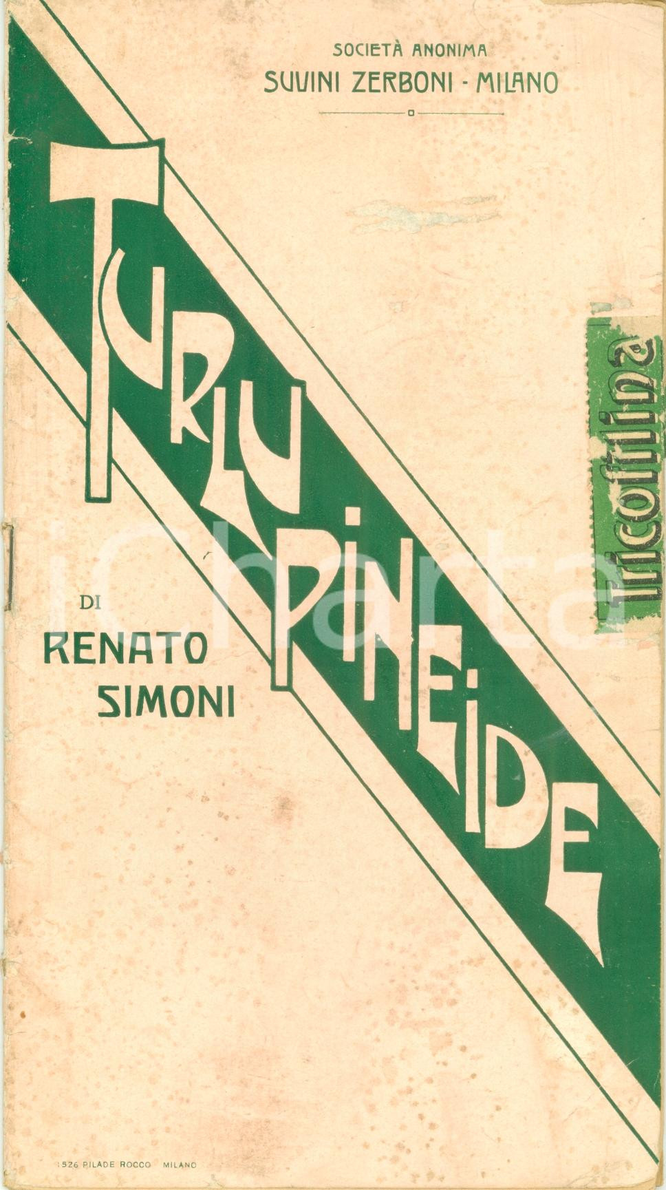 Libro, pubblicazione d epoca 1920 ca Renato SIMONI Turlupineide Rivista comicosatirica TRICOFILINA 1