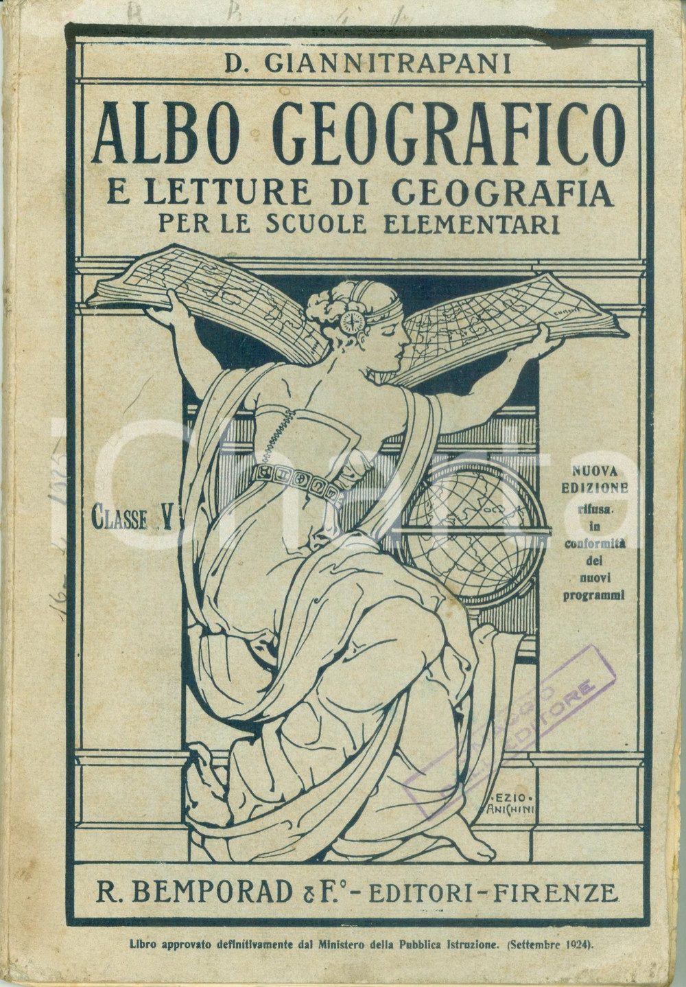 Libro, pubblicazione d epoca 1924 Domenico GIANNITRAPANI Albo geografico scuole elementari BEMPORAD Nuova ed. 1