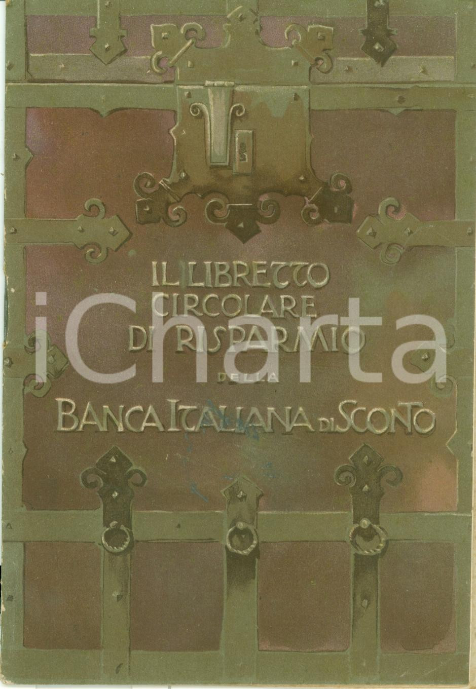 Documento originale, autentico 1918 BANCA ITALIANA DI SCONTO Vantaggi libretto circolare Opuscolo 1