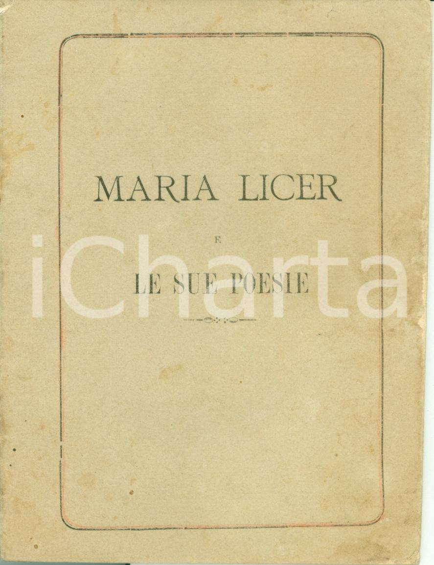 Libro, pubblicazione d epoca 1884 REGGIO CALABRIA Maria LICER e le sue poesie Ode a SANT AGNESE 1