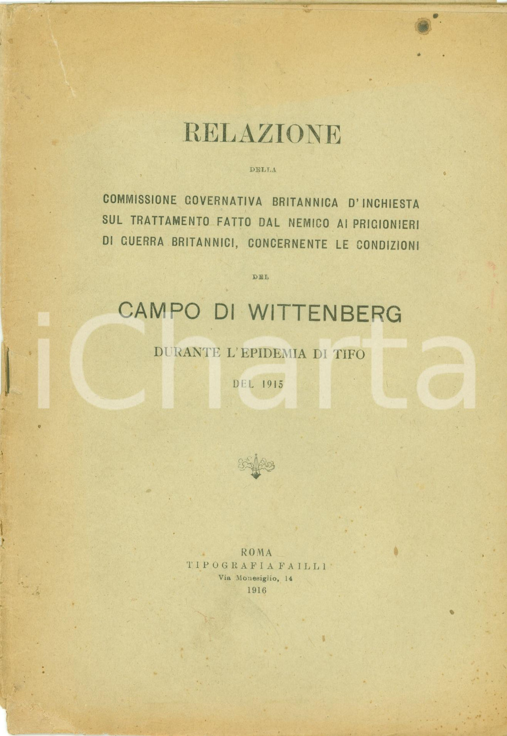 Libro, pubblicazione d epoca 1916 WW1 Condizioni del CAMPO DI WITTENBERG durante l epidemia di tifo 1