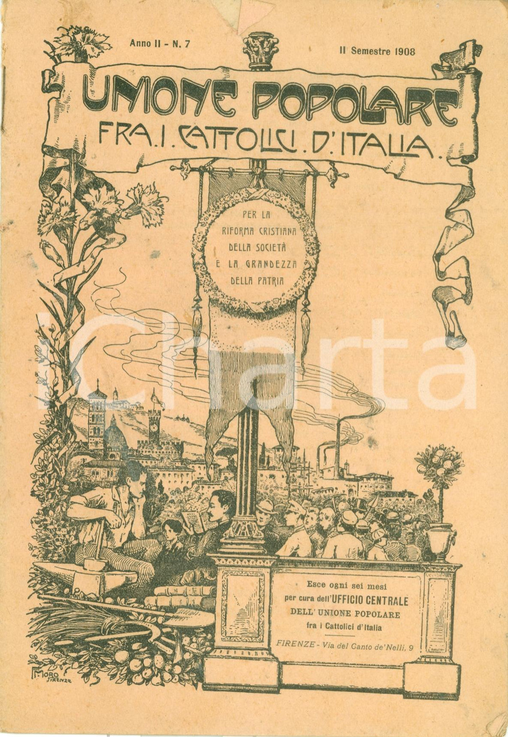 Giornale, rivista storica 1908 FIRENZE Bollettino UNIONE POPOLARE CATTOLICI D ITALIA Rivista 1