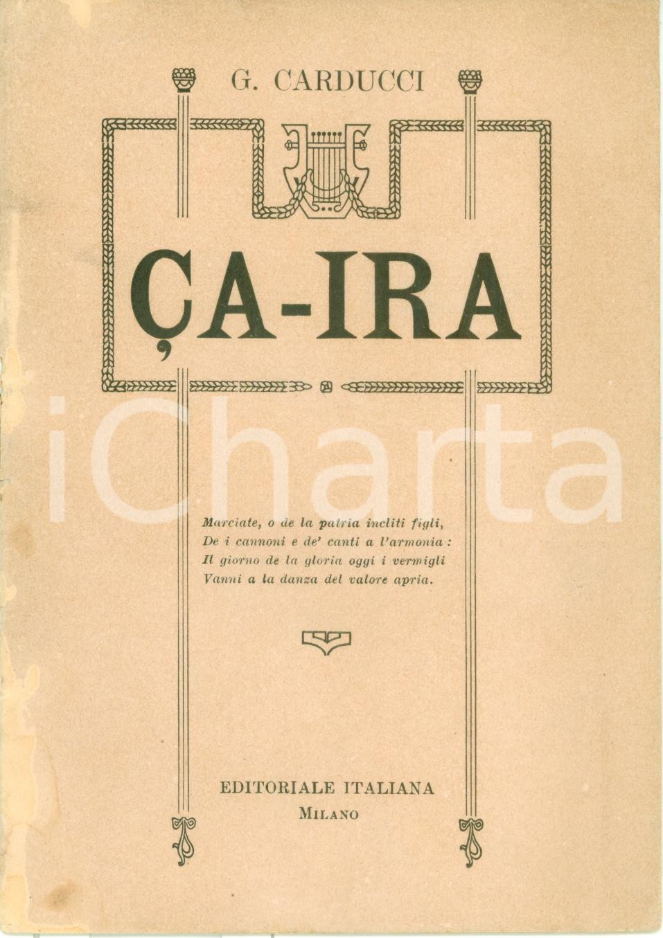 Libro, pubblicazione d epoca 1890 ca GiosuÃ© CARDUCCI Ã‡aira nuova edizione basata su Angelo SOMMARUGA 1