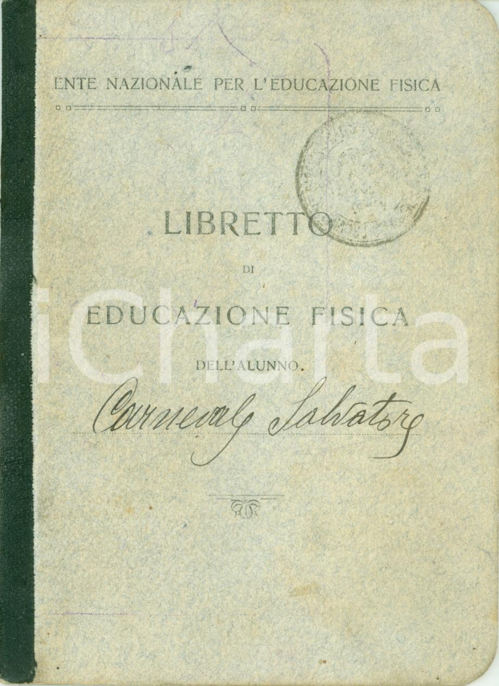 Documento originale, autentico 1926 SQUILLACE CZ Salvatore CARNEVALE Libretto educazione fisica PROPAGANDA 1
