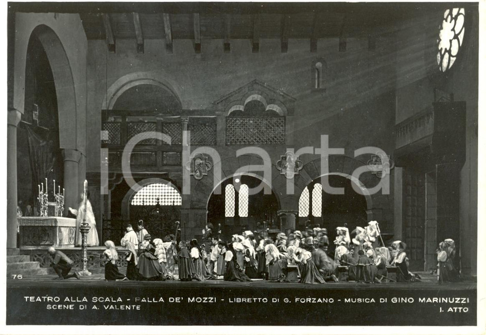 Cartolina originale da collezione 1932 MILANO Teatro alla SCALA Palla de  Mozzi Scene di Antonio VALENTE Foto 1