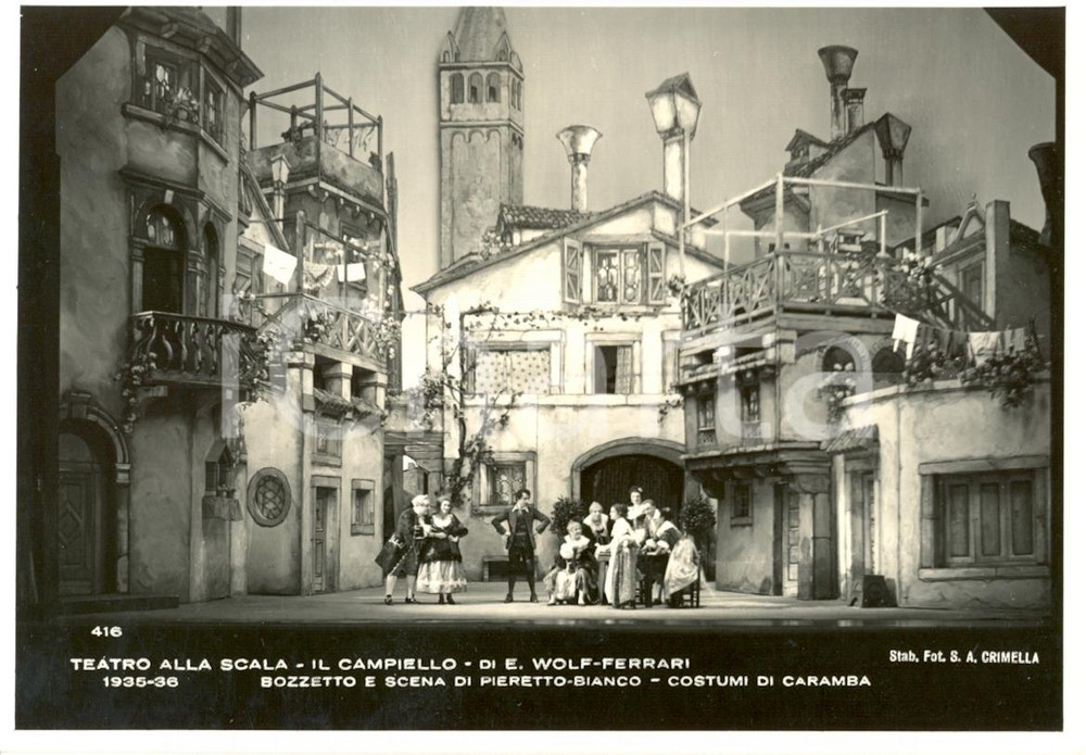 Cartolina originale da collezione 1936 MILANO Teatro alla SCALA Il Campiello Scene di Pieretto BIANCO Foto seriale 1