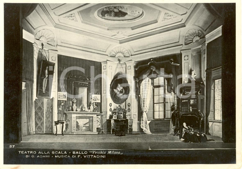 Cartolina originale da collezione 1928 MILANO Teatro alla SCALA Ballo  Vecchia Milano di Giuseppe ADAMI Foto 1