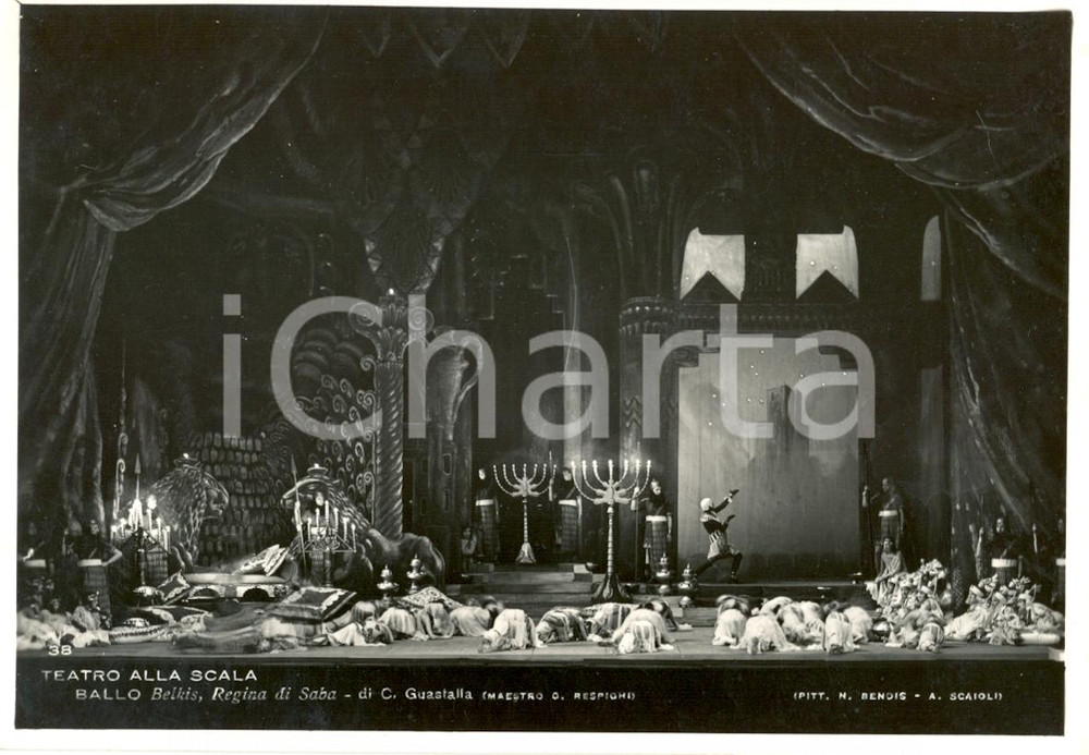 Cartolina originale da collezione 1932 MILANO Teatro alla SCALA Belkis Regina di Saba  Claudio GUASTALLA Foto 1