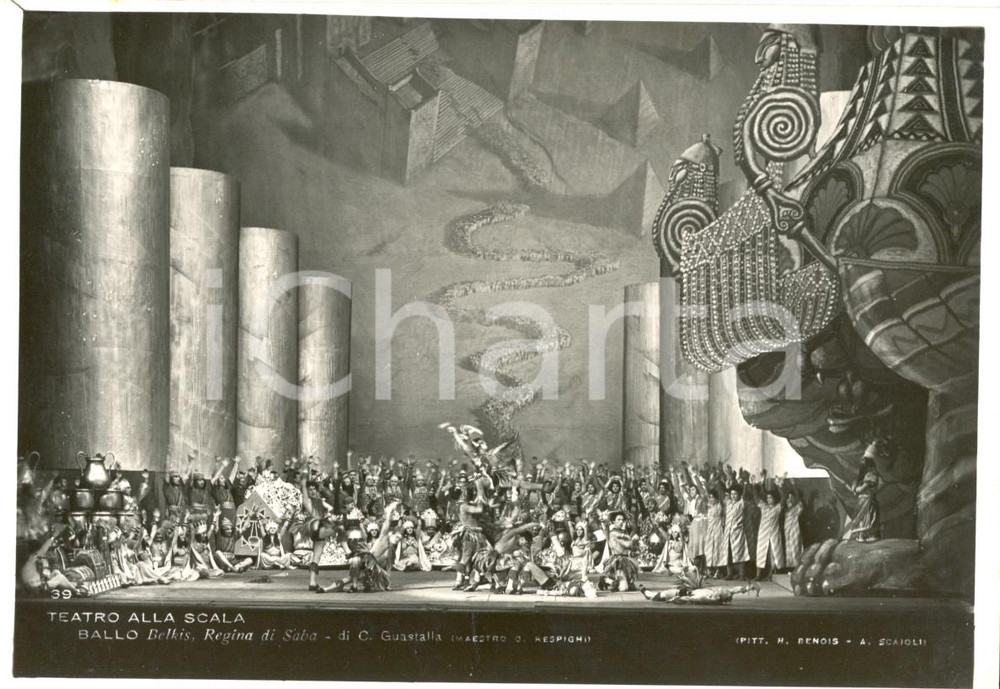 Cartolina originale da collezione 1932 MILANO Teatro alla SCALA Belkis Regina di Saba di Claudio GUASTALLA Foto 1