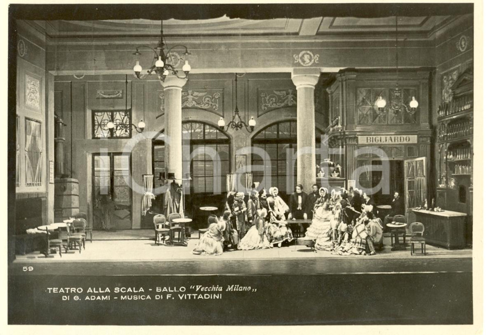 Cartolina originale da collezione 1928 MILANO Teatro alla SCALA Vecchia Milano di Giuseppe ADAMI Foto seriale 1