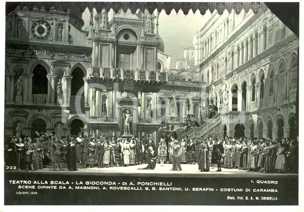 Cartolina originale da collezione 1935 MILANO Teatro alla SCALA La Gioconda Scene MAGNONI  ROVESCALLI Foto 1