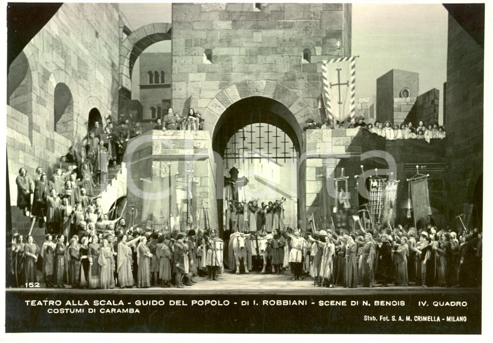 Cartolina originale da collezione 1935 MILANO Teatro alla SCALA Guido del popolo Scene Nicola BENOIS Foto seriale 1