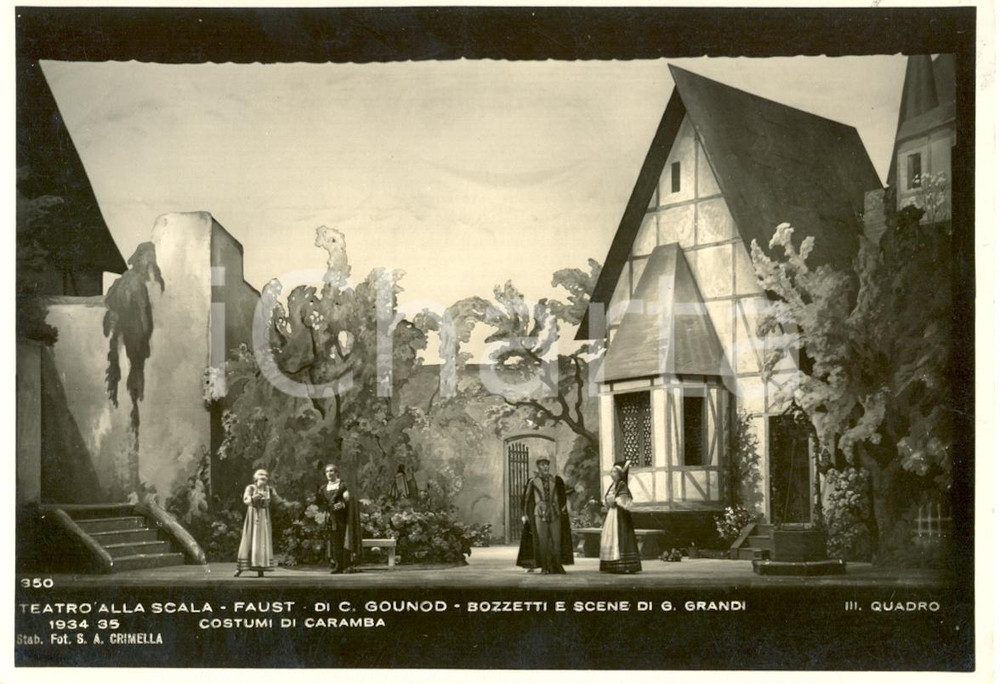 Cartolina originale da collezione 1934 MILANO Teatro alla SCALA Faust Scene Giovanni GRANDI Foto seriale 1