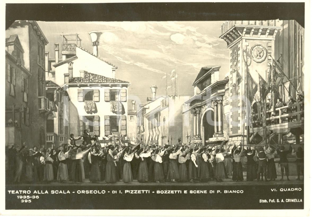 Cartolina originale da collezione 1935 MILANO Teatro alla SCALA Orseolo Scene Pieretto BIANCO Foto seriale 1