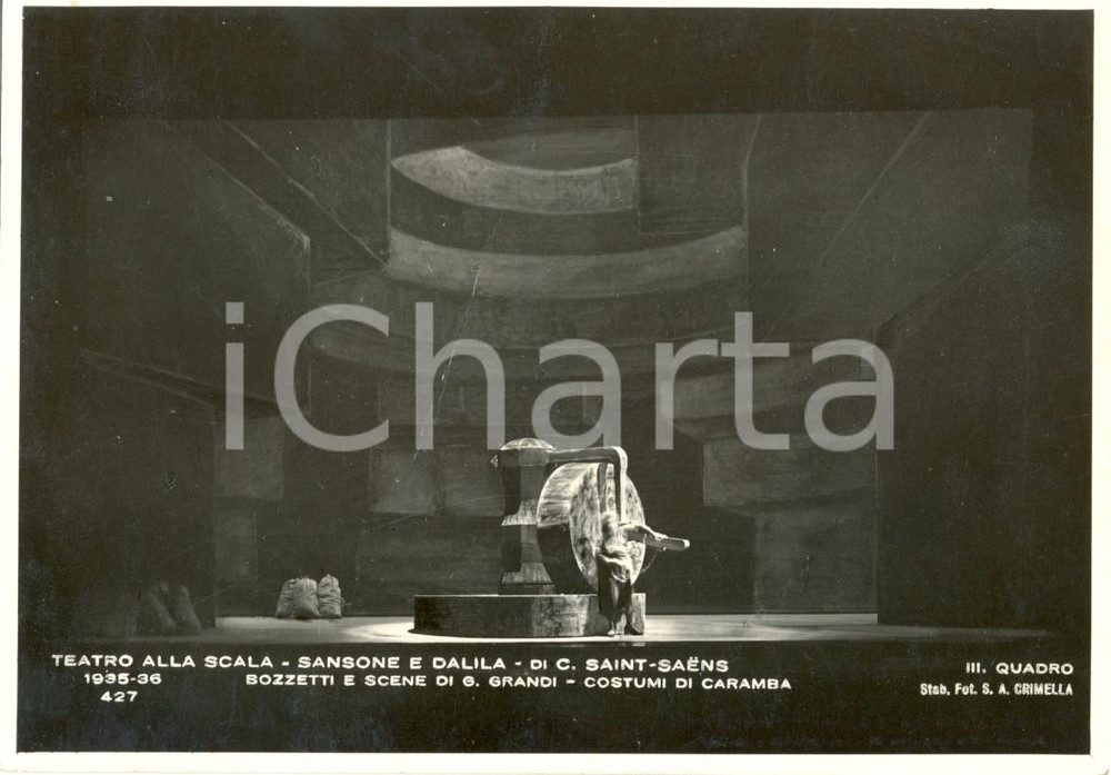 Cartolina originale da collezione 1935 MILANO Teatro alla SCALA Sansone e Dalila Scene Giovanni GRANDI Fotografia 1
