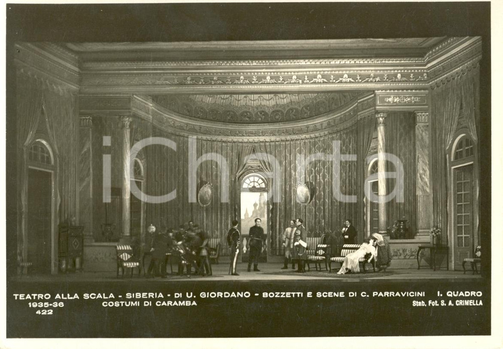 Cartolina originale da collezione 1935 MILANO Teatro alla SCALA Siberia Scene Camillo PARRAVICINI Foto seriale 1