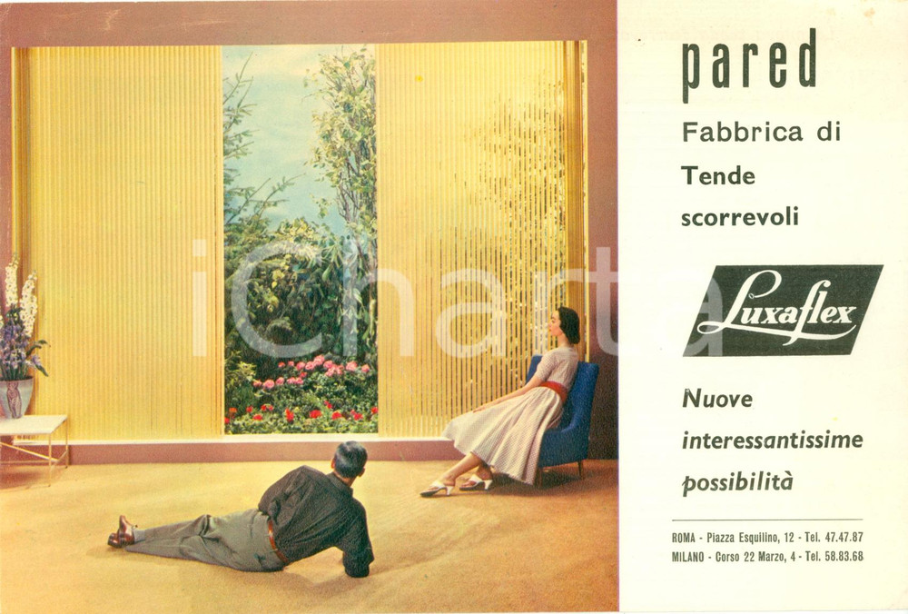 Materiale pubblicitario d’epoca 1960 ca ROMA Fabbrica PARED tende scorrevoli LUXAFLEX Opuscolo ILLUSTRATO 1