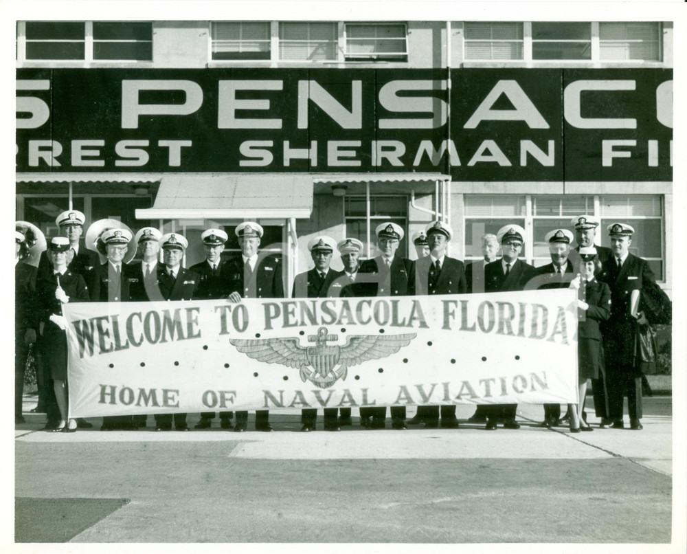 Fotografia d epoca originale 1965 PENSACOLA FLORIDA U.S. NAVY Ufficiali stranieri FORREST SHERMAN FIELD Foto 1
