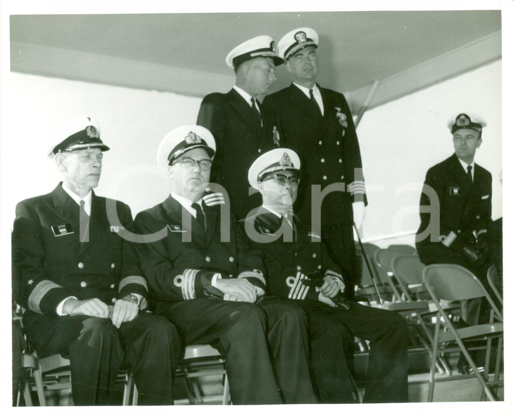 Fotografia d epoca originale 1965 PENSACOLA FLORIDA U.S. NAVY Ufficiali stranieri ispezione NAVAL AIR STATION 1
