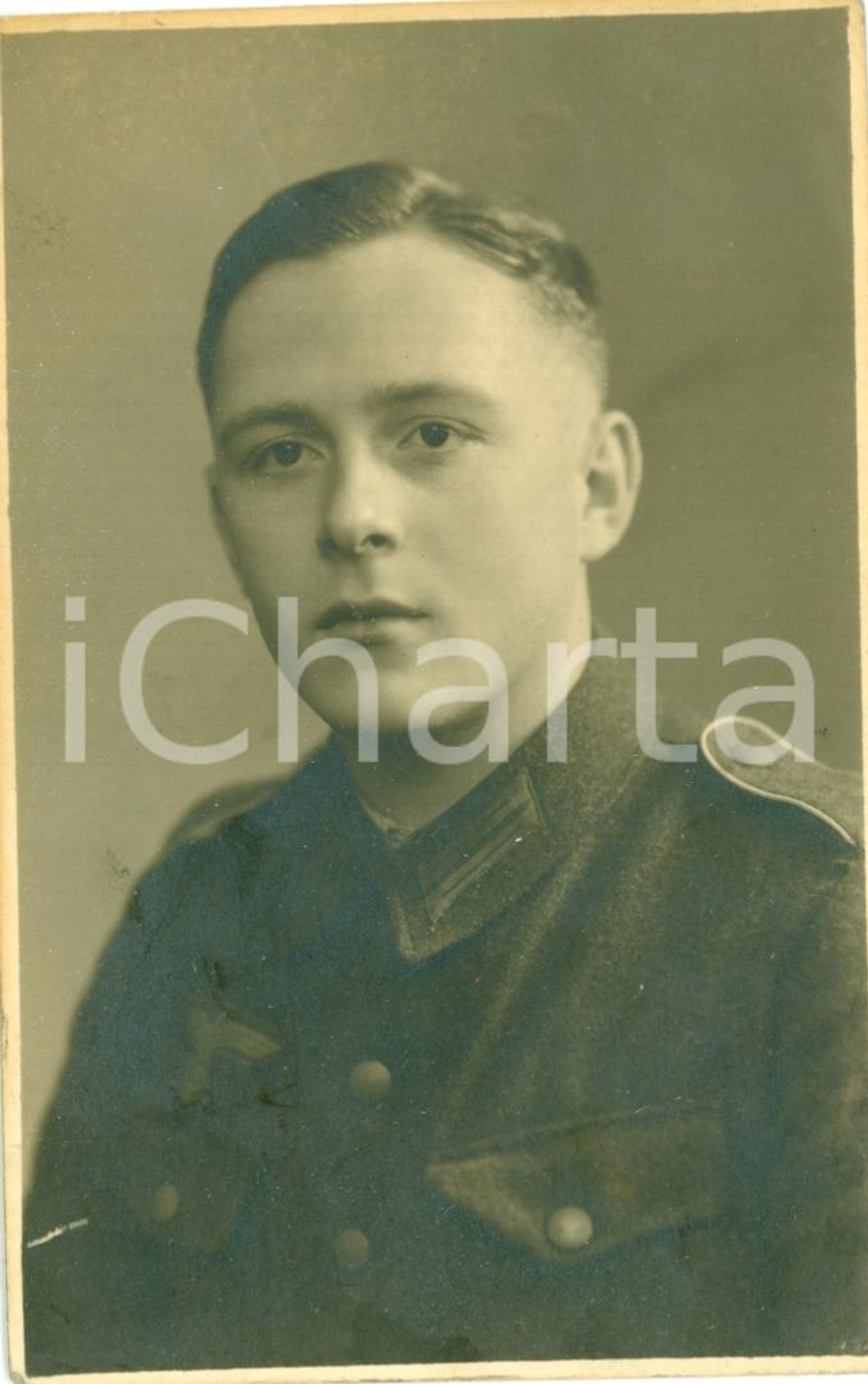 Documento originale, autentico 1940 ca WWII WEHRMACHT Giovane ufficiale tedesco in divisa Fotografia 1