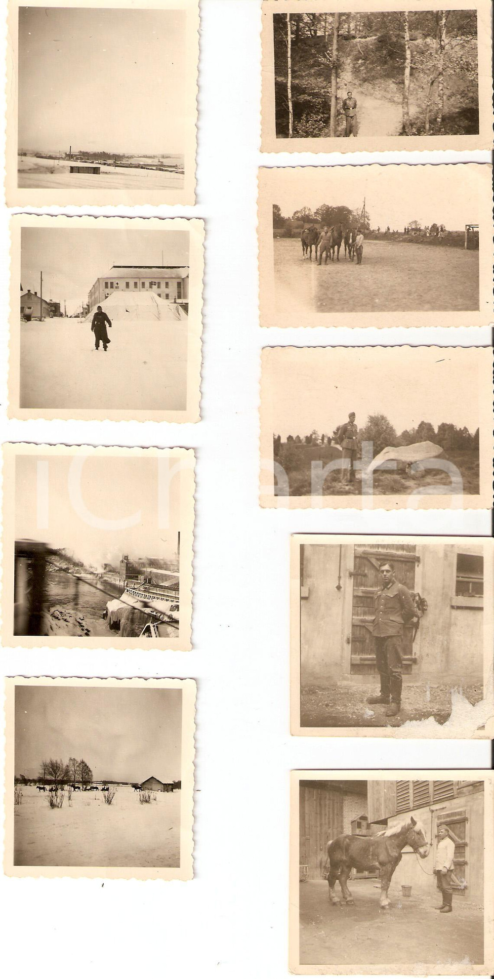 Documento originale, autentico 1940 ca WWII WEHRMACHT Ufficiali al rifugio invernale e maneggio LOTTO 9 FOTO 1