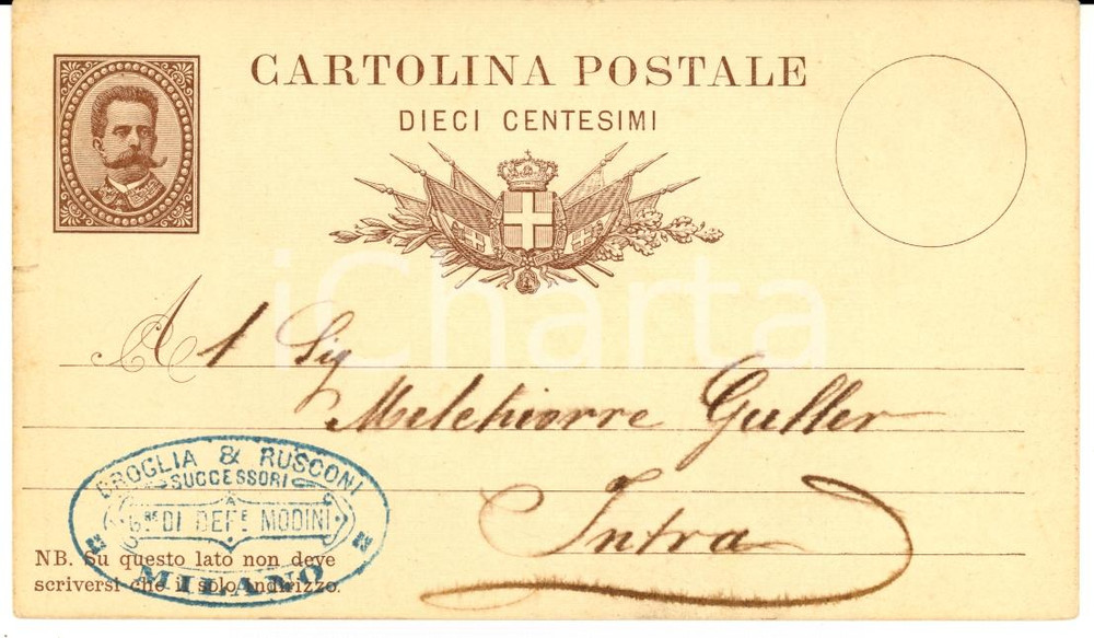 Documento originale, autentico 1880 MILANO Ditta BROGLIA E RUSCONI a Melchiorre GULLER Verbania su vendita tubi 1