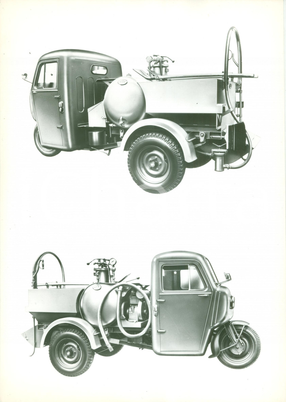 Fotografia d epoca originale 1965 ca LECCO Motocarro MOTO GUZZI con pompa irrigazione Rendering fotografico 1