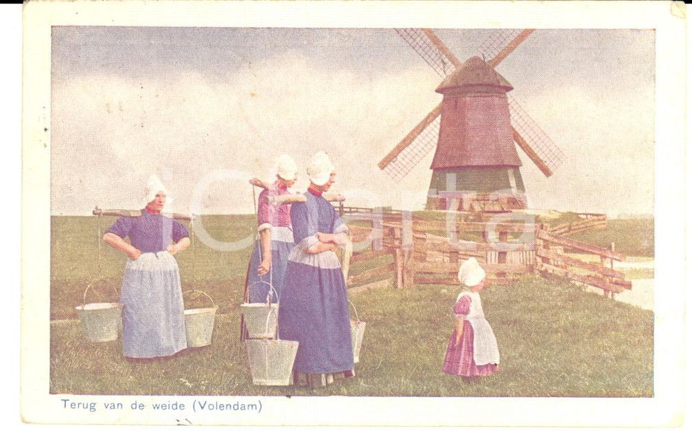 Cartolina originale da collezione 1932 COSTUMI OLANDESI  Cartolina a Gaby POLONSKY  dalle cugine SAUNDERS FP VG 1