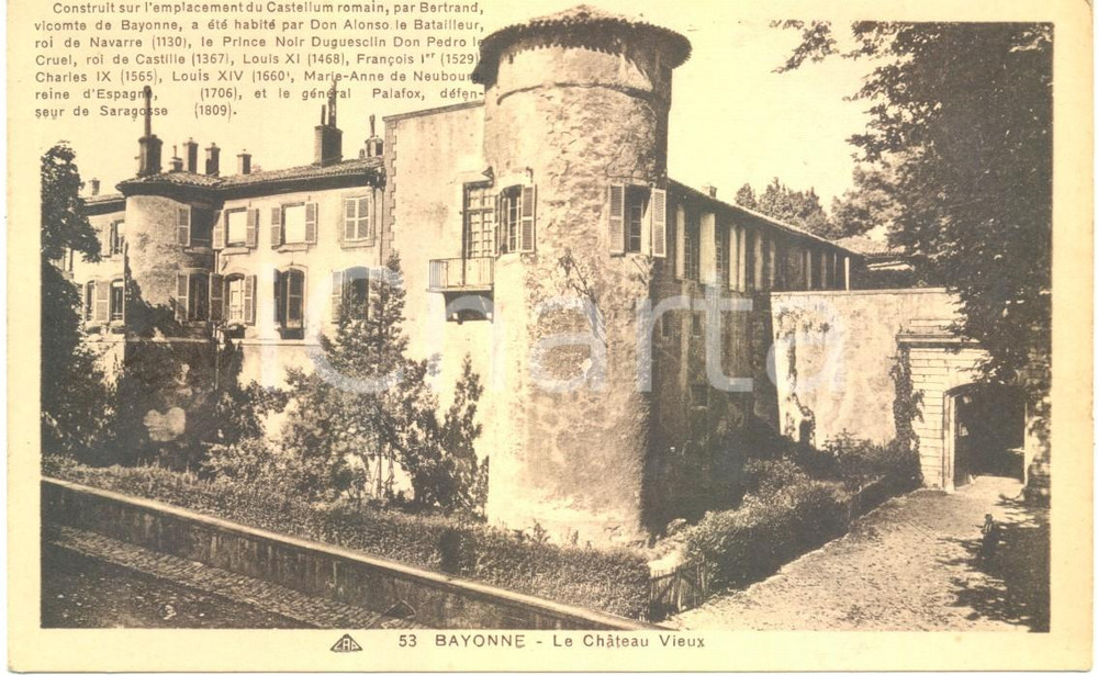 Cartolina originale da collezione 1930 ca BAYONNE F Veduta esterna CHATEAU VIEUX Cartolina postale FP NV 1