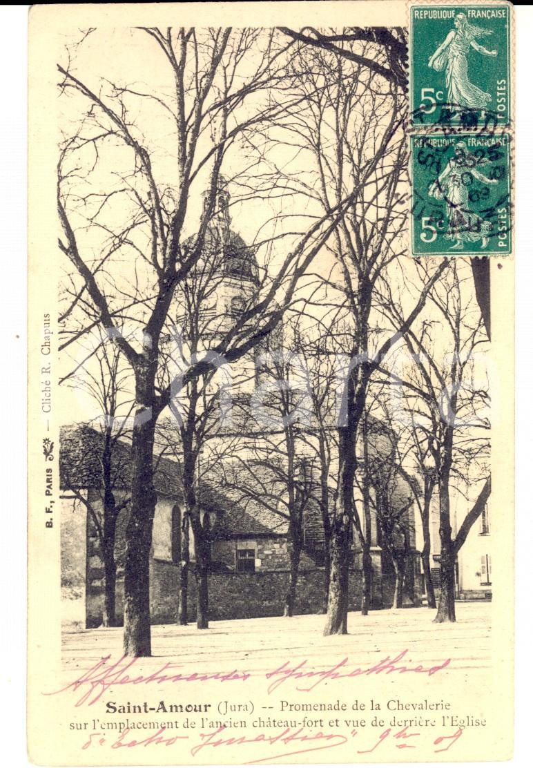 Cartolina originale da collezione 1909 SAINTAMOUR  Promenade de Chevalerie Cartolina a Luisa BONAINI DA CIGNANO 1