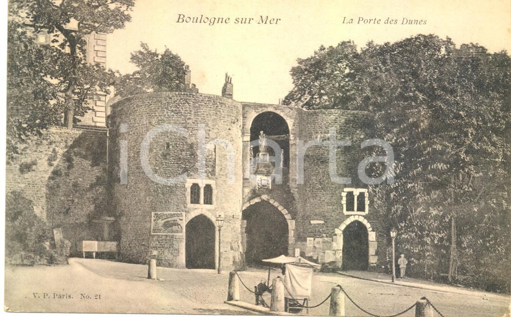 Cartolina originale da collezione 1930 ca BOULOGNESURMER F Chiosco alla Porte des Dunes Cartolina ANIMATA FP 1
