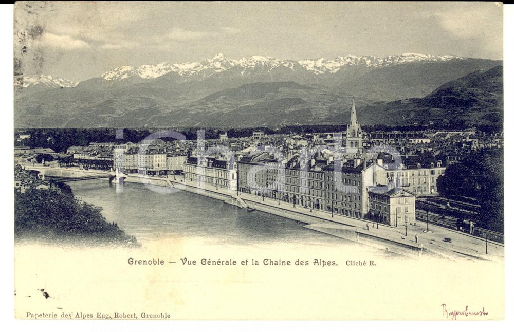 Autografo originale 1903 GRENOBLE Vue gÃ©nÃ©rale Ernesto ROGGERO a Eugenia FRANCALUCCI BOCCABADATI 1