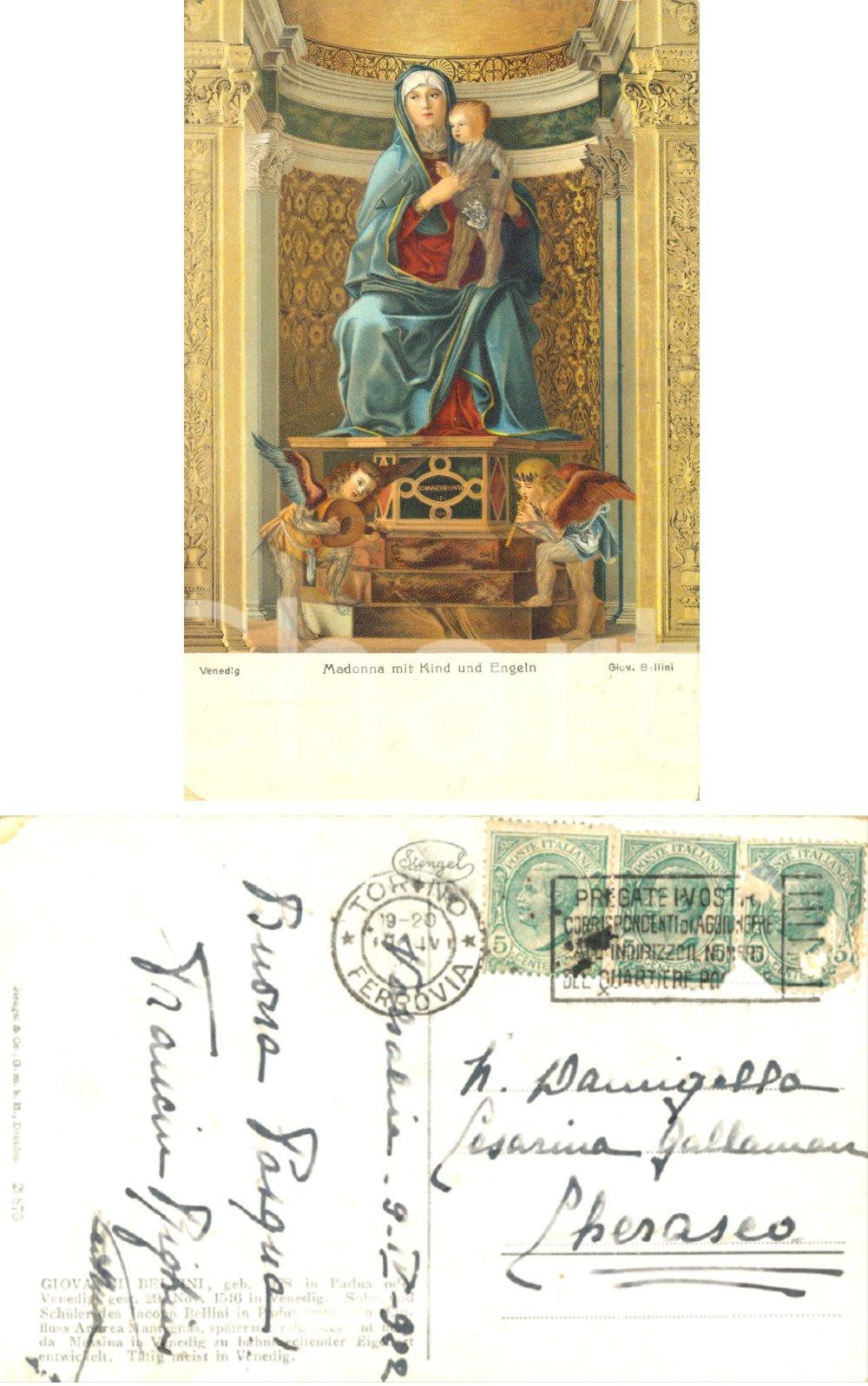 Autografo originale 1922 VALSALICE TO Madonna con Bambino Autografo Francia RIGHINI FP VG 1