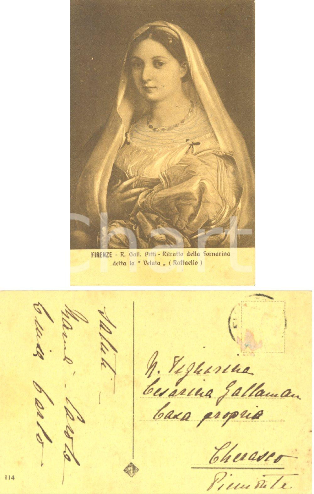 Autografo originale 1920 ca FIRENZE La Fornarina Cartolina a contessa Cesarina GALLAMAN FP VG 1