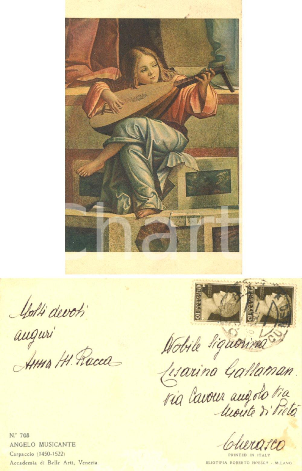 Autografo originale 1940 Angelo musicante Cartolina Anna Maria RACCA a contessa Cesarina GALLAMAN 1