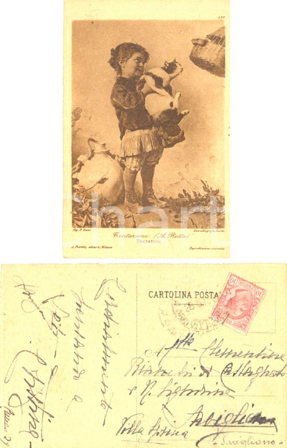 Autografo originale 1929 CUNEO Tentazione A. ROTTA Cartolina a Clementina BIANCHI DI CASTAGNETO 1
