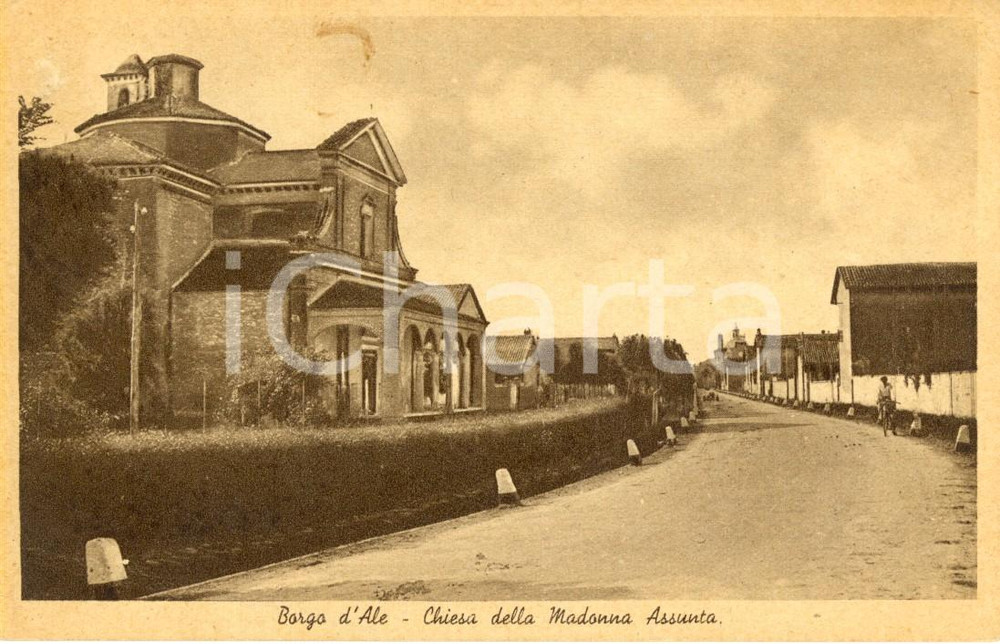 Cartolina originale da collezione 1930 ca BORGO D ALE VC Veduta chiesa della MADONNA ASSUNTA Cartolina FP NV 1
