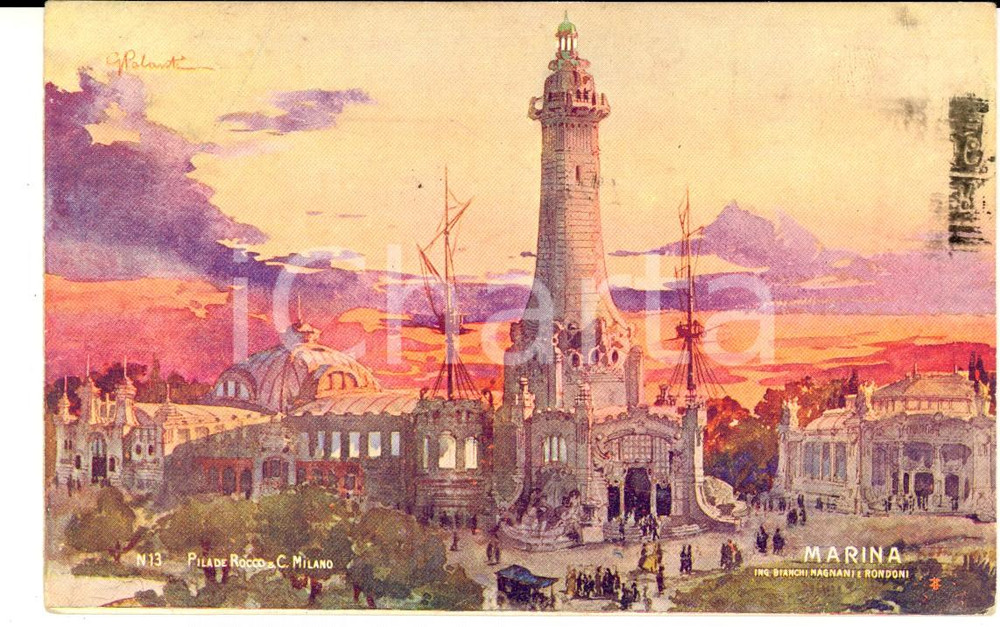 Cartolina originale da collezione 1906 EXPO MILANO Padiglione MARINA  Ing. BIANCHI MAGNANI & RONDONI Cartolina 1