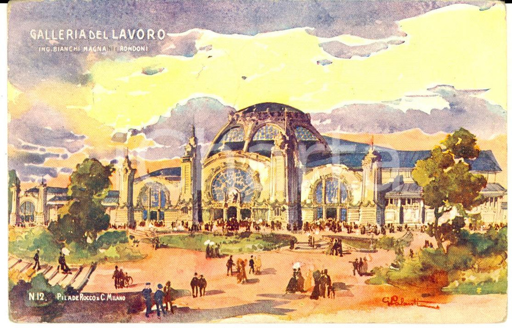 1906 EXPO MILANO Galleria del lavoro *Cartolina postale ILLUSTRATA FP VG