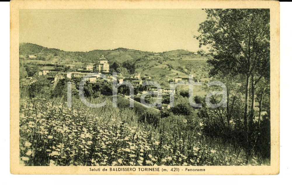 Cartolina originale da collezione 1943 BALDISSERO TORINESE TO Panorama del paese Cartolina FP VG 1