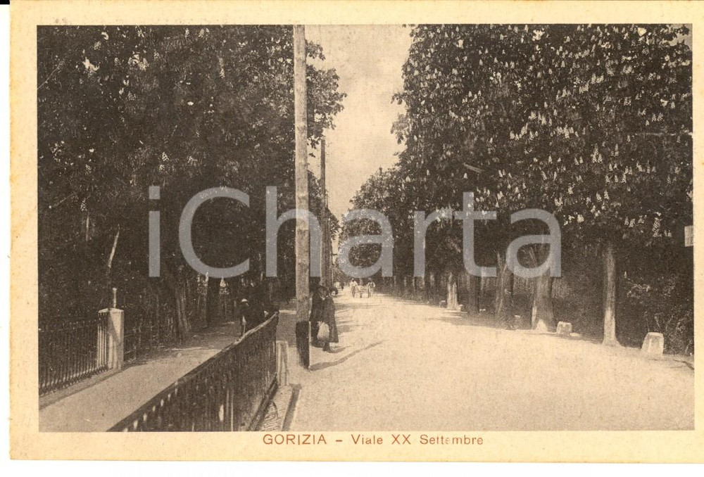 Cartolina originale da collezione 1929 GORIZIA Viale XX Settembre Cartolina postale ANIMATA FP NV 1