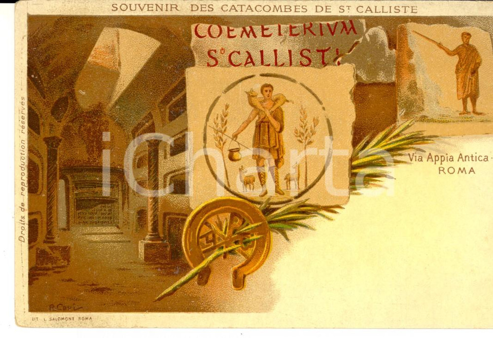 Cartolina originale da collezione 1920 ca ROMA Catacombe di SAN CALLISTO Cartolina ILLUSTRATA FP NV 1