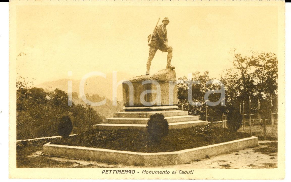 Cartolina originale da collezione 1930 ca PETTINENGO BI Monumento ai Caduti Cartolina postale FP VG 1