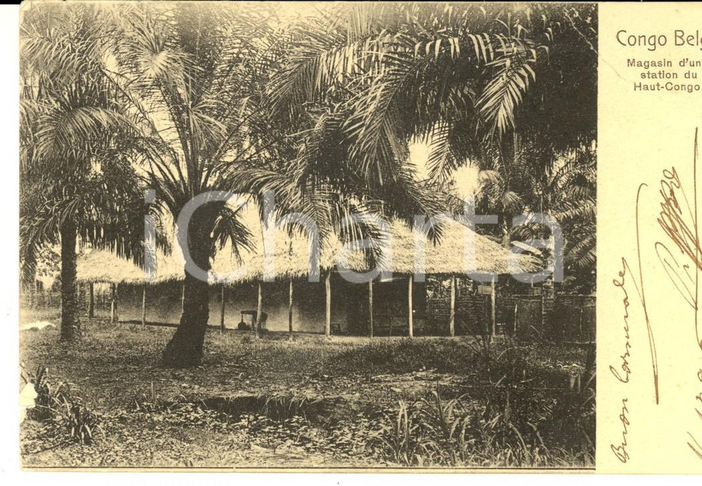 Cartolina originale da collezione 1902 CONGO BELGE Magasin d une station du HAUTCONGO Carte postale FP VG 1