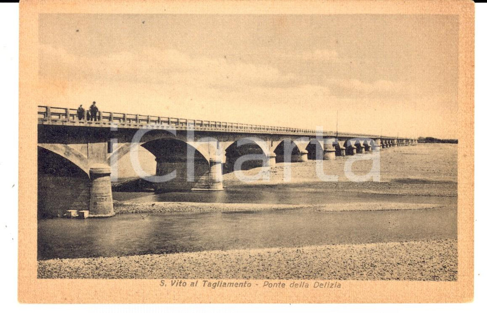 Cartolina originale da collezione 1930 ca SAN VITO AL TAGLIAMENTO UD Ponte della Delizia Cartolina ANIMATA 1