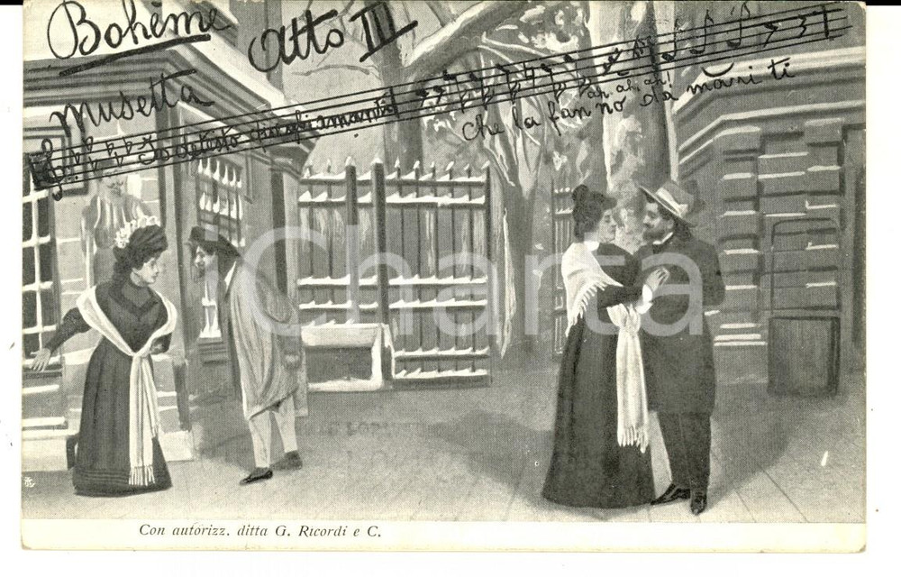 Cartolina originale da collezione 1900 ca LA BOHEME Atto III MUSETTA Io detesto quegli amanti Cartolina LIRICA FP 1