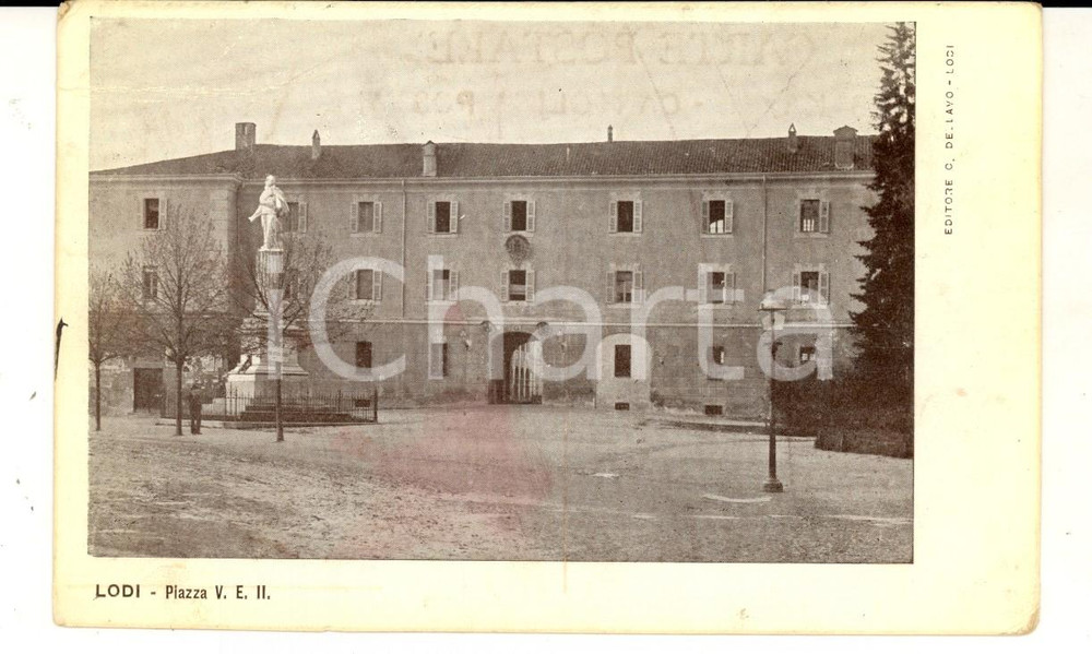 Cartolina originale da collezione 1909 LODI Veduta di piazza VITTORIO EMANUELE II Cartolina postale FP VG 1