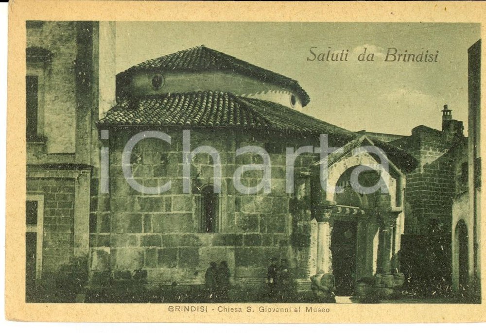 Cartolina originale da collezione 1930 ca BRINDISI Chiesa SAN GIOVANNI AL MUSEO Cartolina postale ANIMATA FP NV 1