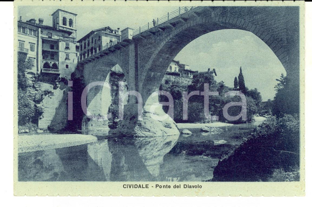 Cartolina originale da collezione 1930 ca CIVIDALE DEL FRIULI UD Ponte del Diavolo Cartolina FP NV 1